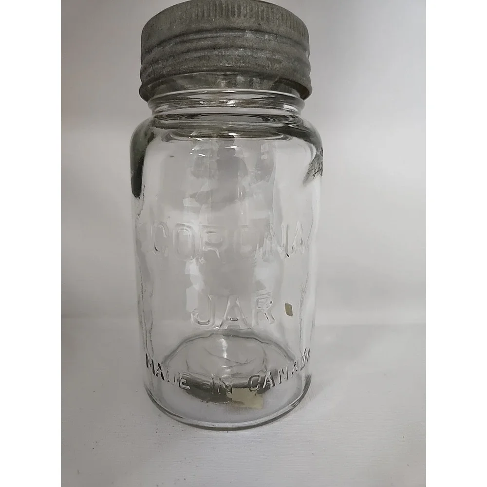 Vintage Corona Jar Made in Canada Clear Glass Antique Canning Jar with Zinc Lid
